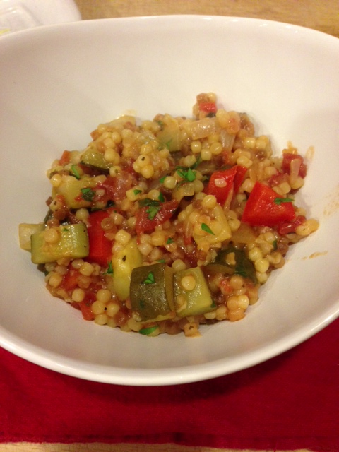 Toasted Fregola with Zucchini, Peppers and Tomato - West of the Loop