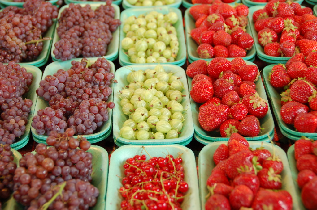 Berries and grapes from local farms in Quebec