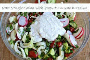 crunchy veggies in a yogurt-sumac sauce