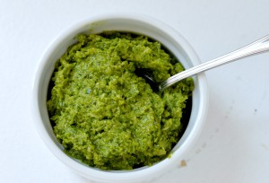 green garlic basil pesto