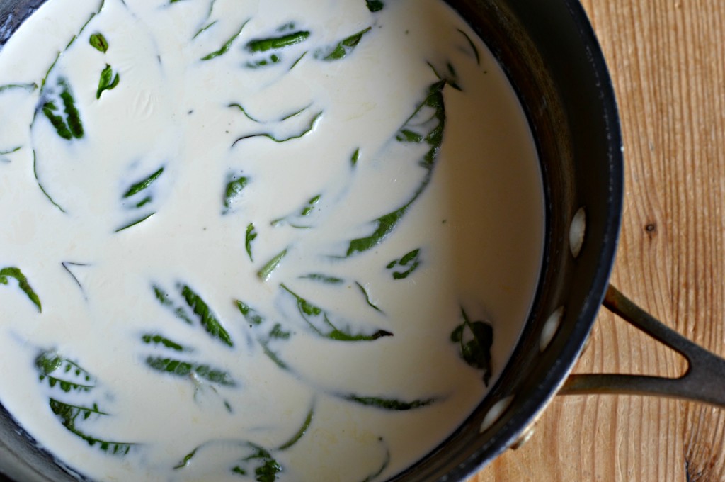 steeping basil in milk 