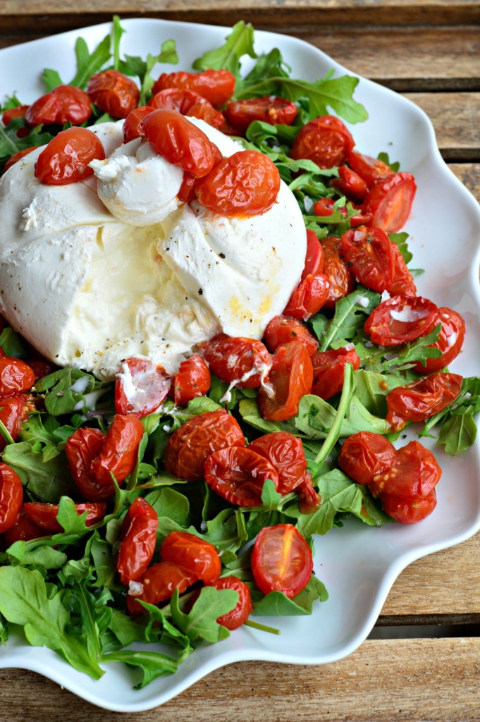 burrata-arugula-roasted-tomatoes