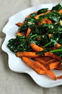 sweet potato fries with spinach