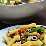 Penne with Black Olives, Sun-Dried Tomatoes, Feta and Spinach