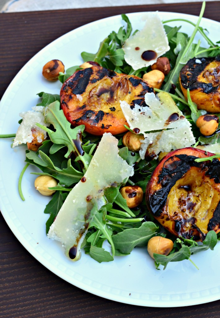 arugula with grilled peaches