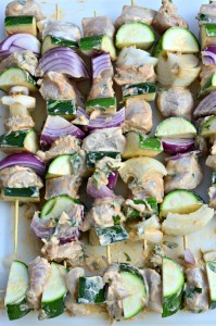 chicken kabobs marinated in yogurt