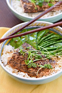 salmon rice bowl