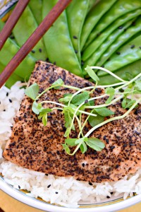 salmon rice bowl sesame