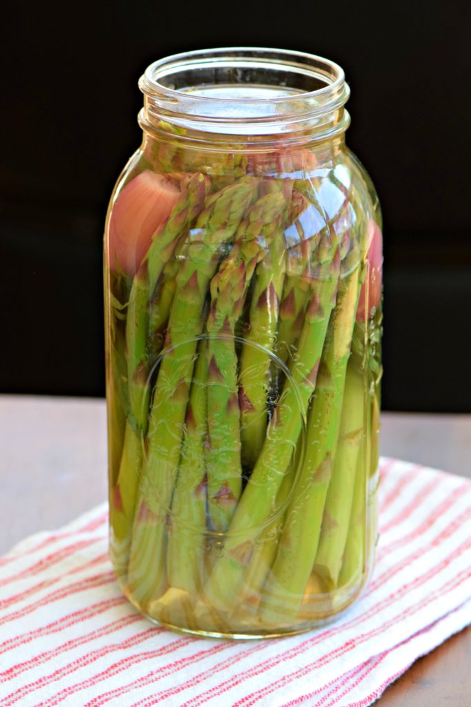 quick pickled asparagus with shallot and tarragon
