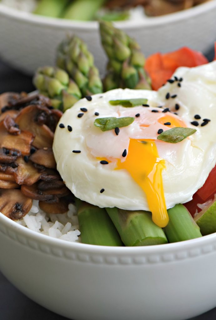 soy sesame asparagus rice bowl