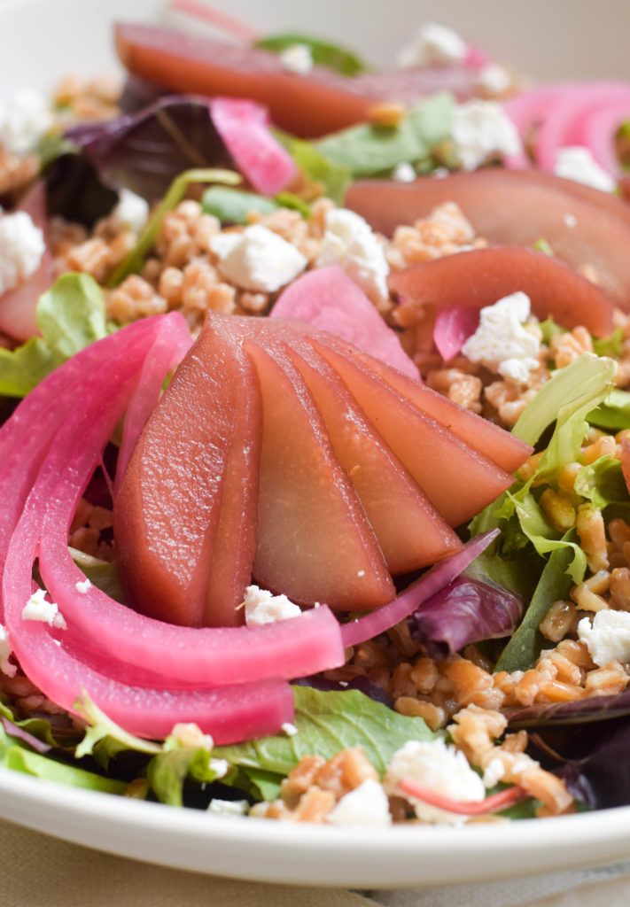 salad with poached pears