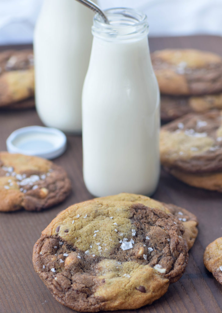 marbled swirled layered chocolate chip cookies