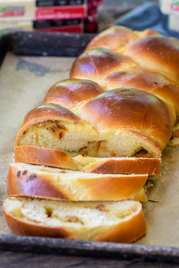 cheese and onion stuffed challah