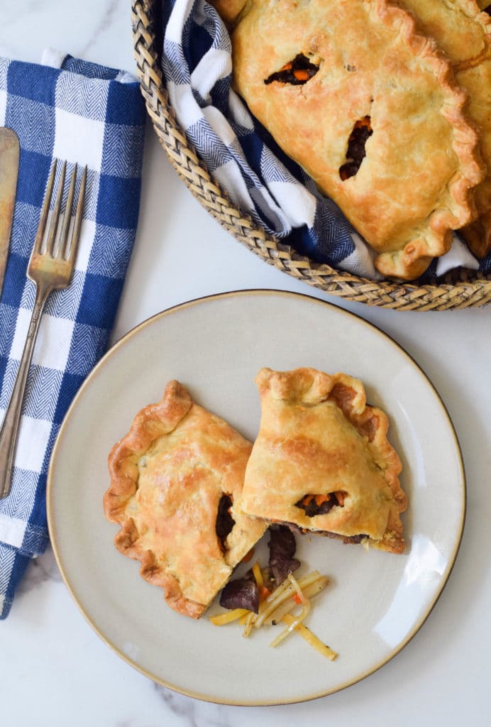 overhead view of Cornish pasties