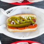 Chicago-Style Hot Dog with New Mexico Green Chile (Air Fryer recipe)