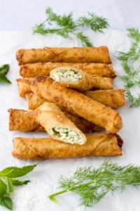 feta herb egg rolls